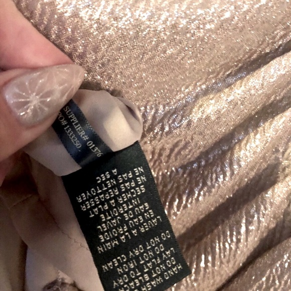 Lauren Ralph metallic white gold ruched & draped Neck Holiday Dress NEW RE$299 S - Picture 10 of 15